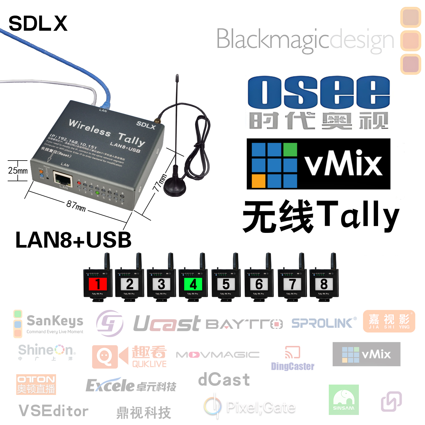 LAN8+USB无线Tally