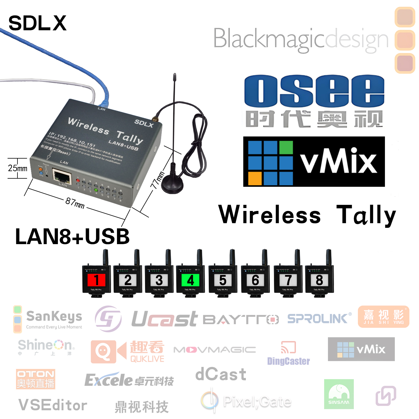 LAN8+USB wireless Tally
